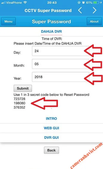 Reset mat khau dau ghi camera Dahua