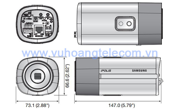 Kích thước sản phẩm camera Samsung SNB-8000P